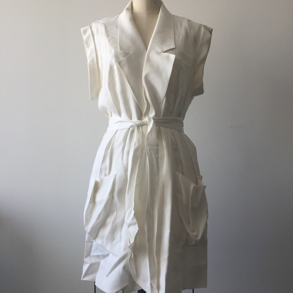 Ever the Brand White Belted Montgomery Shirt Dress